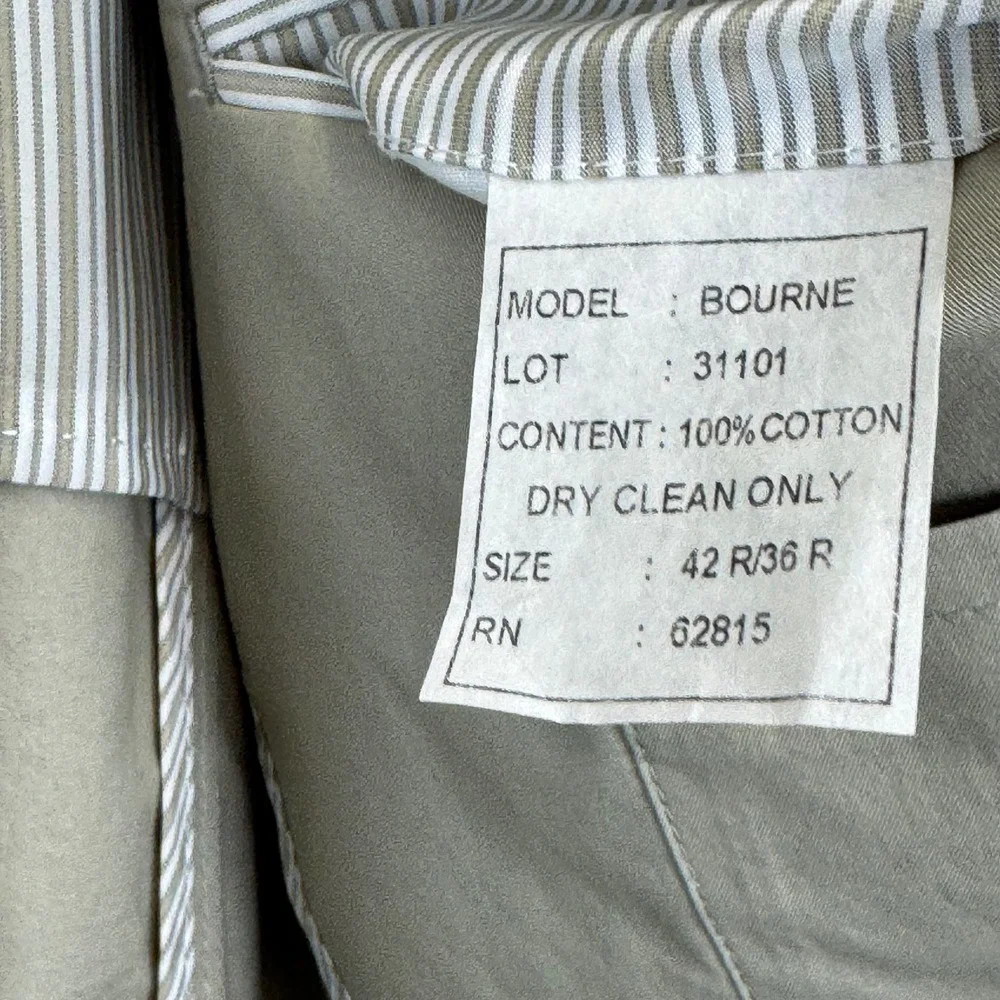 Flynt Bourne Mens 42R Blazer Tan Khaki 100%‎ Cotton 2 Button Sport Coat Jacket
